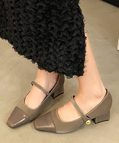 Dewlily(デューリリー)/メリージェーンパンプス レディース 10代 20代 30代 韓国ファッション カジュアル シューズ 靴 かわいい 無地 シンプル 大人 黒 通勤/ブラウン