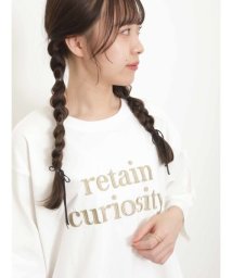 Samansa Mos2(サマンサ　モスモス)/ロゴ刺繍裾ラウンドチュニックTシャツ/オフホワイト