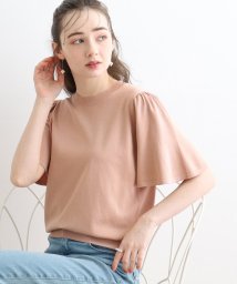 Couture Brooch(クチュールブローチ)/【接触冷感/UV/洗える】バックパール調デザイン 袖フレアニット/ピンク（071）