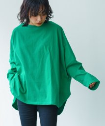 mili an deni(ミリアンデニ)/ラウンドヘム刺繍長袖Tシャツ（カラーno.01）/グリーン