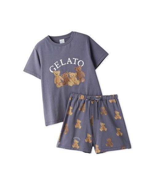 gelato pique Kids＆Baby(gelato pique Kids＆Baby)/【JUNIOR】ベアワンポイントTシャツ&ベア柄ショートパンツセット/NVY