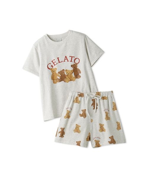 gelato pique Kids＆Baby(gelato pique Kids＆Baby)/【JUNIOR】ベアワンポイントTシャツ&ベア柄ショートパンツセット/OATMEAL