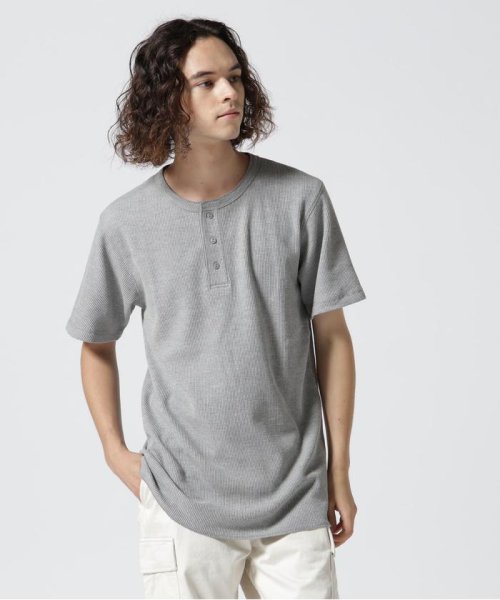 AVIREX(AVIREX)/《DAILY/デイリー》S/S THERMAL HENLY TEE/半袖サーマル　ヘンリーTシャツ/グレー