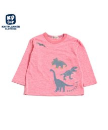 KP BOY(ケーピーボーイ)/KPBOY(ケーピーボーイ)恐竜シルエットのデザートコットン天竺長袖Tシャツ(80～90)/レッド