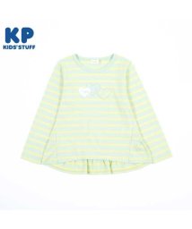 KP(ケーピー)/KP(ケーピー)ハートアップリケのボーダー長袖Tシャツ(140～160)/ライム