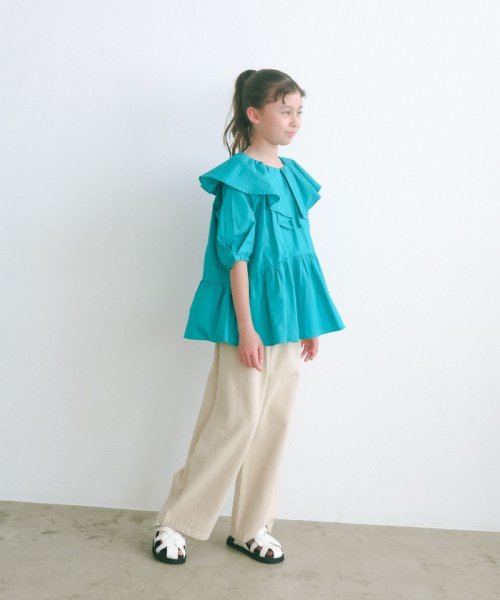 green label relaxing （Kids）(グリーンレーベルリラクシング（キッズ）)/TJ フレア カラー チュニック（無地）140cm－160cm/TURQUOISE