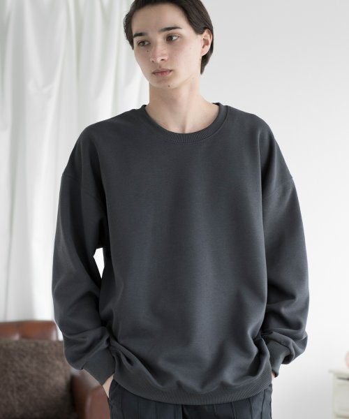 aimoha(aimoha（アイモハ）)/aimoha MENSLIM FIT PULLOVER スリムフィットスウェット/ダークグレー