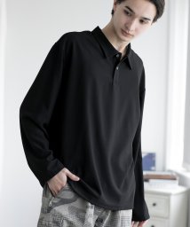 aimoha(aimoha（アイモハ）)/aimoha MENSIMPLE POLO SHIRT ハーフボタン 長袖 ポロシャツ/ブラック