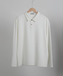 aimoha(aimoha（アイモハ）)/aimoha MENSIMPLE POLO SHIRT ハーフボタン 長袖 ポロシャツ/ホワイト