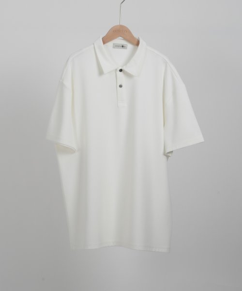 aimoha(aimoha（アイモハ）)/aimoha MENSIMPLE POLO SHIRT ハーフボタン 半袖 ポロシャツ/ホワイト