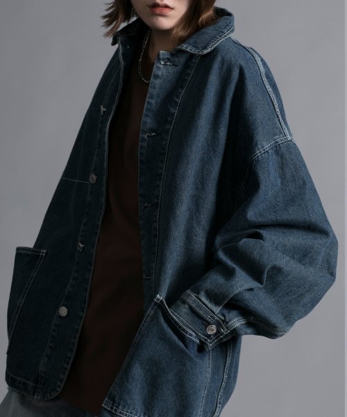 aimoha(aimoha（アイモハ）)/【aimoha neo】VINTAGE PROCESSED LOOSE FIT JACKET/ネイビー