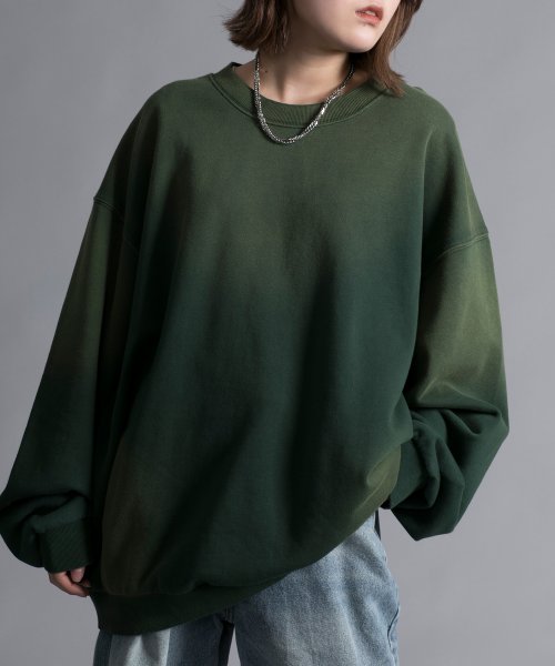 aimoha(aimoha（アイモハ）)/【aimoha neo】GRADATION TIE－DIE DYEING SWEAT/グリーン