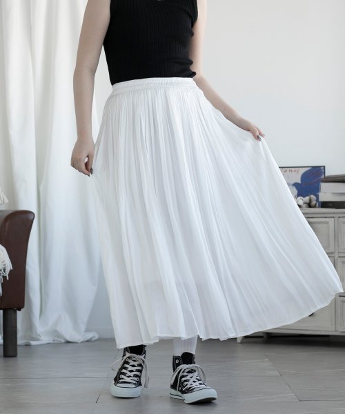 aimoha(aimoha（アイモハ）)/シルクタッチAラインスカート/ホワイト