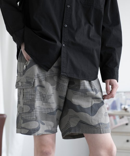 aimoha(aimoha（アイモハ）)/aimoha men MULTI POCKET CARGO SHORTS マルチポケットカーゴショーツ/グレー