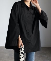 ap retro(アプレトロ)/袖開きデザインシャツ/ブラック