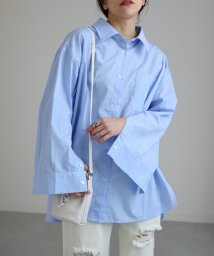 ap retro(アプレトロ)/袖開きデザインシャツ/ブルー