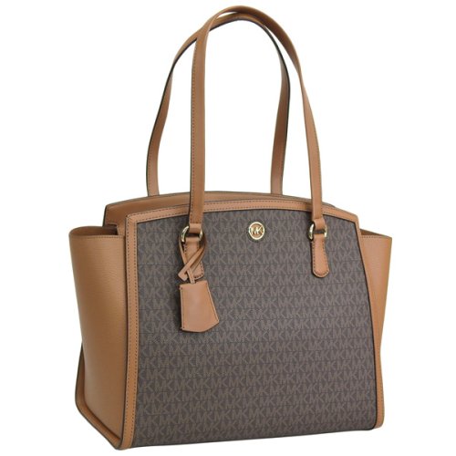 MICHAEL KORS(マイケルコース)/MICHAEL KORS マイケルコース CHANTAL TOTE LARGE シャンタル ラージ MKシグネチャー トート バッグ A4可 Lサイズ/ブラウン