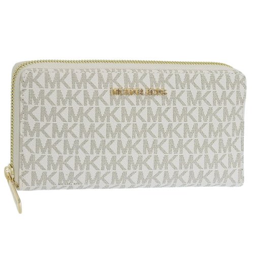 MICHAEL KORS(マイケルコース)/MICHAEL KORS マイケルコース JET SET TRAVEL CONTINENTAL WALLET LARGE ジェットセット トラベル MKシグネチ/ホワイト