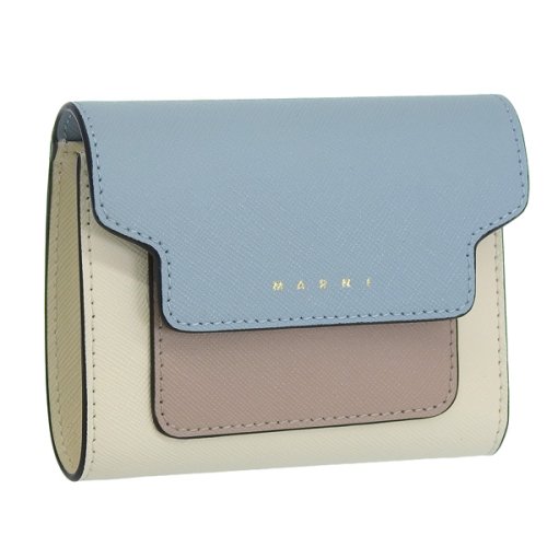 MARNI(マルニ)/MARNI マルニ SAFFIANO サフィアーノ レザー 二つ折り 財布 小銭入れ/ブルー