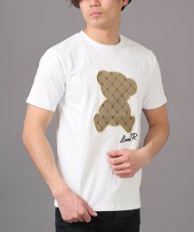 LUXSTYLE(ラグスタイル)/LUXE/R(ラグジュ)ジャガード貼り付けベア天竺半袖Tシャツ/Tシャツ メンズ 半袖 ワッペン アップリケ 刺繍 ベア クマ/ホワイト