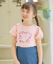 anyFAM（KIDS）(エニファム（キッズ）)/フラワー 刺繍 Tシャツ/ピンク