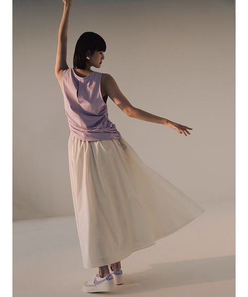 eco 撥水ギャザーフレアスカート 予めご了承ください