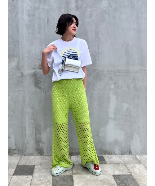冬のためのパンツ✨希少✨AYUNA モンゴル カシミヤ100％ ニット パンツ コイルヤーンメッシュニットパンツ（パンツ メッシュニット