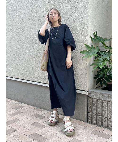 emmi atelier(emmi　atelier)/【emmi×PlaX】 袖ボリュームカットソーワンピース/BLK