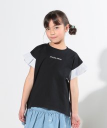 SHOO・LA・RUE(Kids) (シューラルーキッズ)/【110－140cm】袖ストライプ使いデザインTシャツ/ブラック（019）