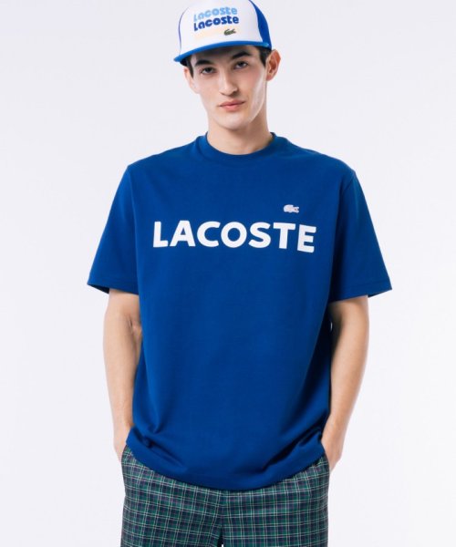 LACOSTE Mens(ラコステ　メンズ)/ヘビーウェイトブランドネーム ラバープリント ロゴ半袖Tシャツ/ダークブルー