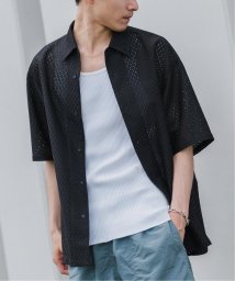 EDIFICE(エディフィス)/《予約》レース オープンカラー半袖シャツ/ブラック