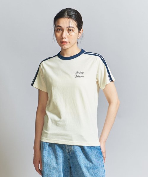 BEAUTY&YOUTH UNITED ARROWS(ビューティーアンドユース　ユナイテッドアローズ)/【別注】＜WAVE UNION＞フットボール ロゴ Tシャツ/OFFWHITE