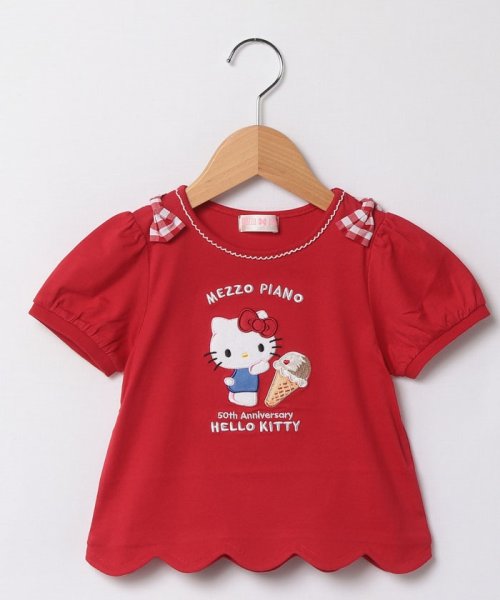 mezzo piano(メゾピアノ)/【Hello Kitty 50th】裾スカラップTシャツ/レッド