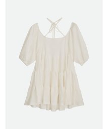 NOUNLESS(ナウンレス)/SHEER TIERED KNIT TUNIC/MILK