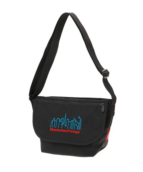 Manhattan Portage(マンハッタンポーテージ)/Nylon Messenger Bag JR Flap Zipper Pocket 3D Embroidery Neon/Black