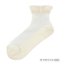 HANAE MORI(ハナエモリ)/HANAE MORI(ハナエ モリ) ： 花柄 ソックス クルー丈 テグス(3103－023) 婦人 女性 レディースフクスケ fukuske 福助 公式/オフホワイト