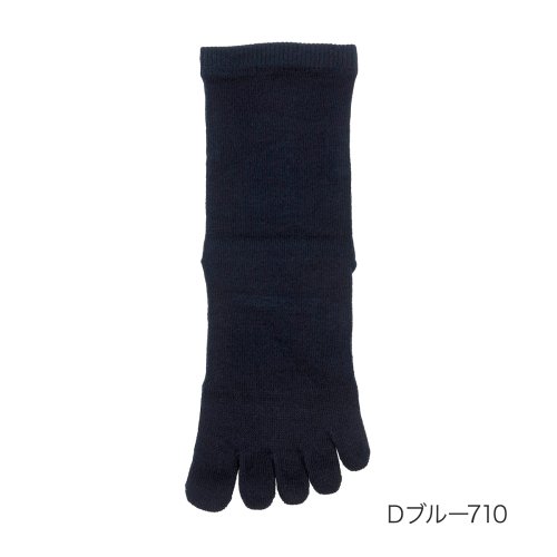 manzoku(満足)/満足 ： ゆったりらくらく 無地 5本指ソックス ショート丈 綿コーマ(3345－107) 婦人 女性 レディース 靴下 フクスケ fukuske 福助 公式/ダークブルー