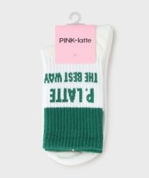 PINK-latte(ピンク　ラテ)/配色ロゴショート丈ソックス/オフホワイト（003）