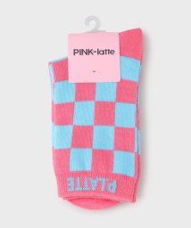 PINK-latte(ピンク　ラテ)/チェッカーショート丈ソックス/ピンク（072）