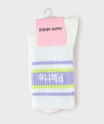 PINK-latte(ピンク　ラテ)/ラインロゴ入りショート丈ソックス/オフホワイト（003）