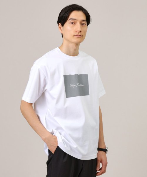 TAKEO KIKUCHI(タケオキクチ)/【プリントT】ラフタッチ ボックスプリント Tシャツ/ホワイト（001）
