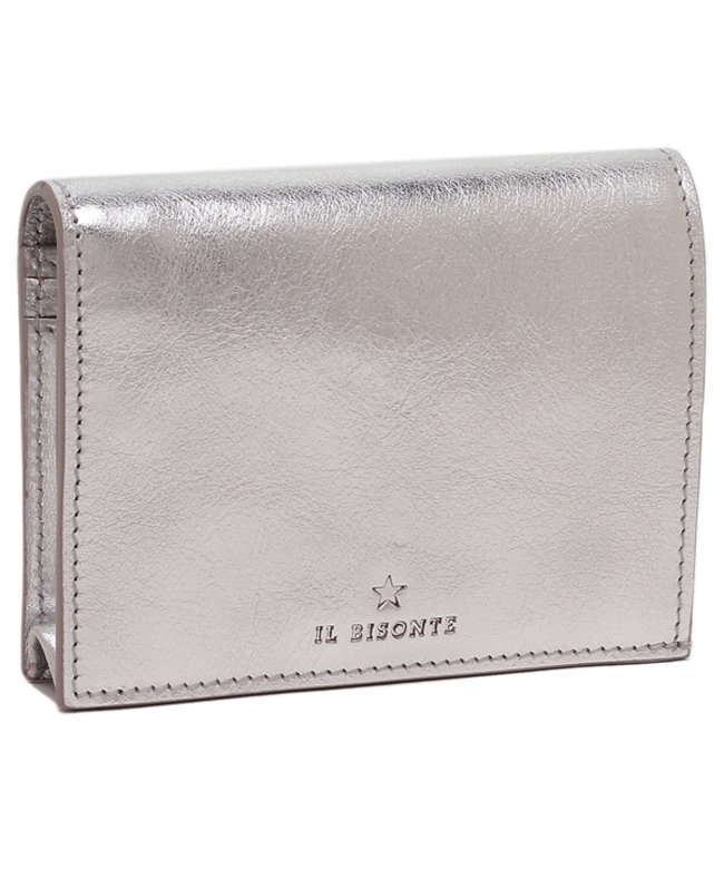 イルビゾンテ 二つ折り財布 スリムコンパクト シルバー メタリック  