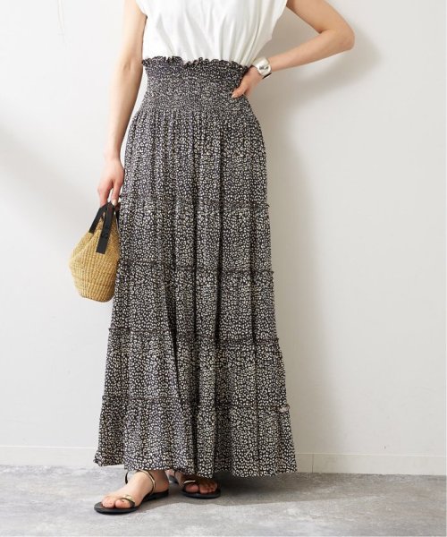 journal standard  L'essage (ジャーナルスタンダード　レサージュ)/《予約》《別注》【LUSANA / ルサーナ】RUFFLE TIRED MAXI SKIRT：スカート/ブラックA