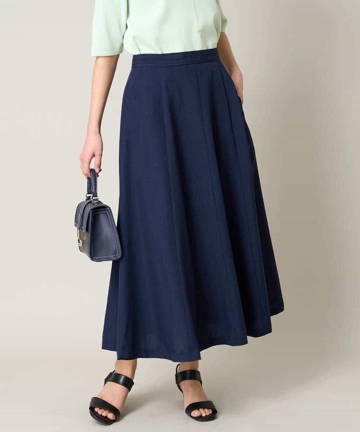セール】【洗える/イージーケア】リネンライクサーキュラースカート  