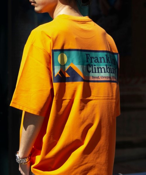 GLOSTER(GLOSTER)/【限定展開】【Franklin Climbing/フランクリンクライミング】バックプリント 半袖Tシャツ/オレンジ