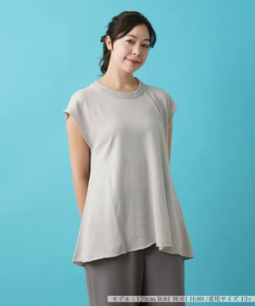 Leilian PLUS HOUSE(レリアンプラスハウス)/フレンチスリーブニットプルオーバー【LE TRICOT PERUGIA】/グレー系