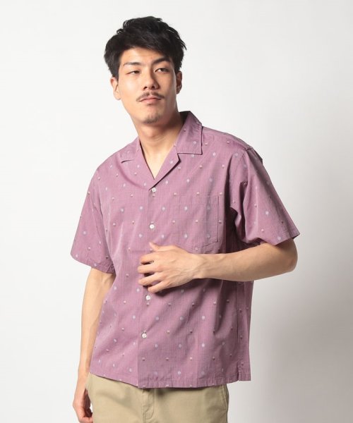  NOLLEY’S MEN(ノーリーズ　メン)/パナマ/カットJQ  オープンカラーシャツ　SS/紫系