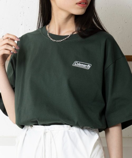 Coleman(Coleman)/◎SETUP7別注商品◎【Coleman / コールマン】ワンポイント Tシャツ ユニセックス 半袖 ビッグシルエット ロゴ クルーネック ロゴT/グリーン