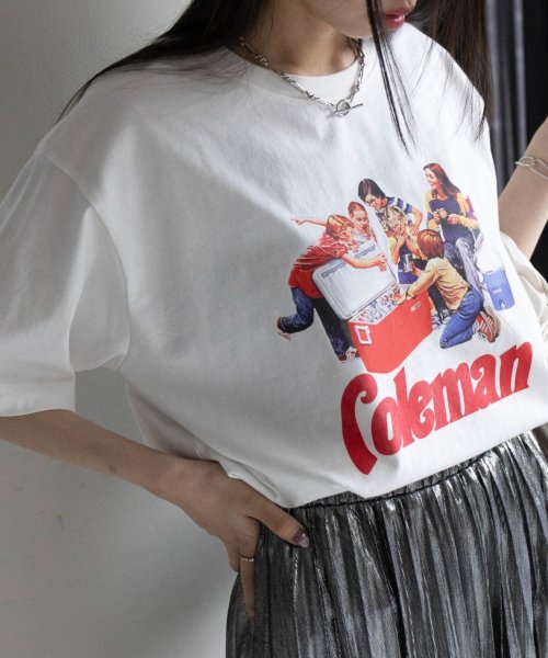 Coleman(Coleman)/◎SETUP7別注商品◎【Coleman / コールマン】プリントTシャツ ユニセックス 半袖 クルーネック レトロ グラフィック/ホワイト