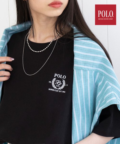 POLO BCS(ポロ　ビーシーエス)/◎SETUP7別注商品◎【POLO BCS / ポロ ビーシーエス】Laurel oversize print Tee プリントT Tシャツ ユニセックス 半袖/ブラック 